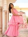 PINKPARI Plain Georgette Sharara Suit with Organza Dupatta thumb 3