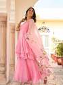 PINKPARI Plain Georgette Sharara Suit with Organza Dupatta thumb 4