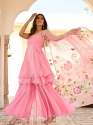 PINKPARI Plain Georgette Sharara Suit with Organza Dupatta thumb 6