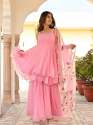 PINKPARI Plain Georgette Sharara Suit with Organza Dupatta thumb 7