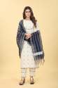 PRISHA White Linen Cotton Kurti Pant Set With Dupatta by Golaviya House