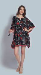 Rayon Printed with Lace Border top Kaftan