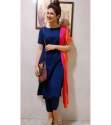 Shruti Navy Blue Cotton Kurti Pant Set  thumb 1