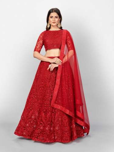 Soft Net Embroidery Sequence Thread work Lehenga Choli