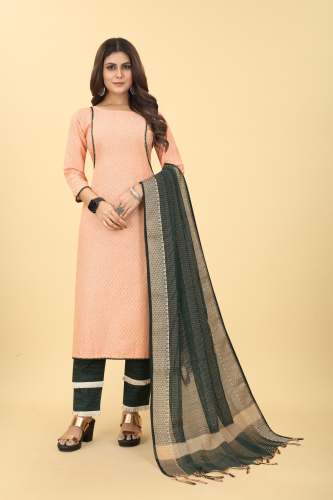 TANVI Orange Kurti Pant Set with Black dupatta 