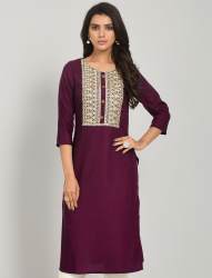 Viscose Rayon Embroidery Printed Kurti