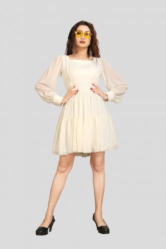 Women's Solid Plain Georgette Stylish Gown Top