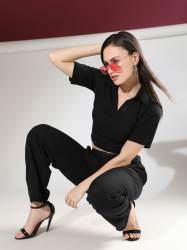 Womens Black Lycra Top & bottom Card Set Western wear