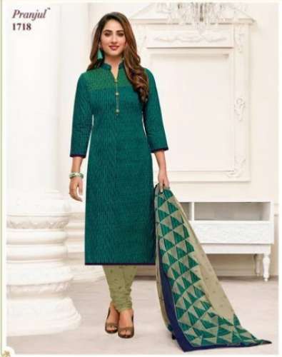 Pranjul Cotton printed  Green Fancy Dress Material by sripal Textiles