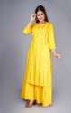 Yellow color 	Rayon Suyash Straight Kurti Sharara Suit  thumb 1