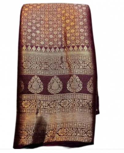 Soft Silk Printed Zardozi Work Saree by Shree Narayani Textiles