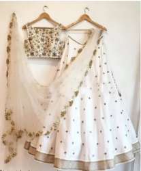 White color Designer party wear Embroidery Lehenga Choli