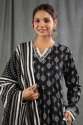 Black color rinted cotton fancy Designer Anarkali suit thumb 1