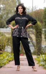 Party Wear Black Rayon Co ord Set 