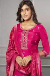 Russian jacquard Designer fancy Palazzo Round Neck Party  Wear Suit