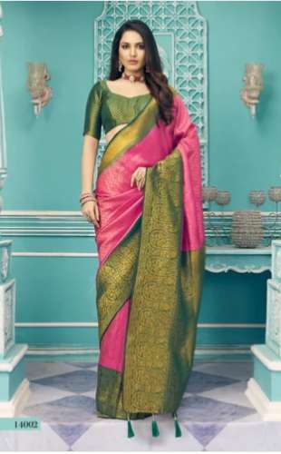Green color Softy Kubera Wedding Wear Pattu Sarees  by Bond Print