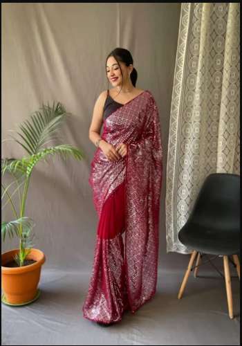 Green Embroidery Wedding Wear Sequins Work Saree by Bond Print