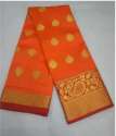 orange Zardozi Work Golden Board Silk Saree