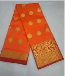 orange Zardozi Work Golden Board Silk Saree