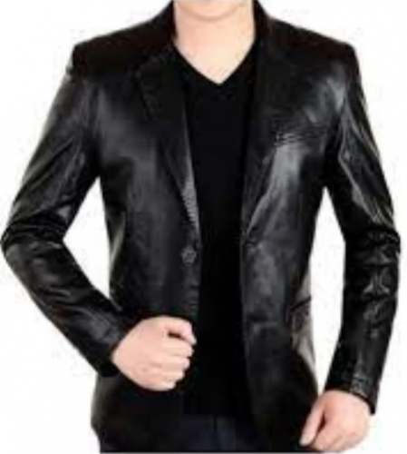 Stylish Black Leather Blazer For Men