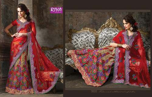 Exclusive Net Embroidered Wedding Lehenga by Riya Designers