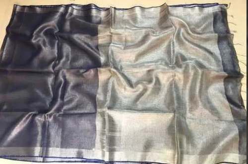 Black Tissue Linen Saree by Firdous Handloom  by Firdous Handloom