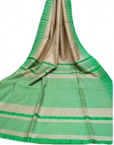 Fancy Beige and Green Kota Cotton Saree  by Firdous Handloom