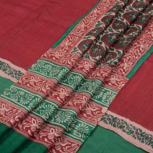 HandBlock Printed Tussar Dress Material For Women by Avishya