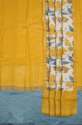 Yellow Hand Block Printed Tussar Silk Dress Material