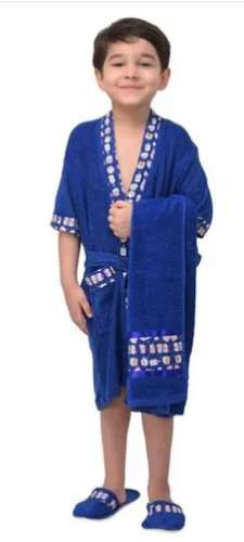 Blue color Kids bathrobe set  by Vinod Handloom