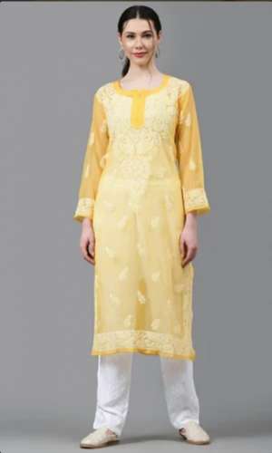 Chikankari Georgette Printed Georgette Kurtis  by Chikan Handicraft