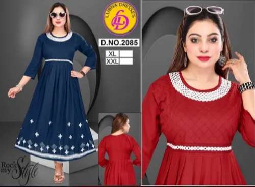  Anarkali fancy party wear Casual Wear Cotton Kurtis by Muneer Traders