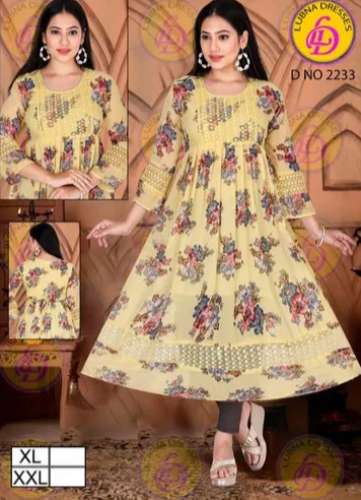  Printed Anarkali Cotton Kurtis  by Muneer Traders