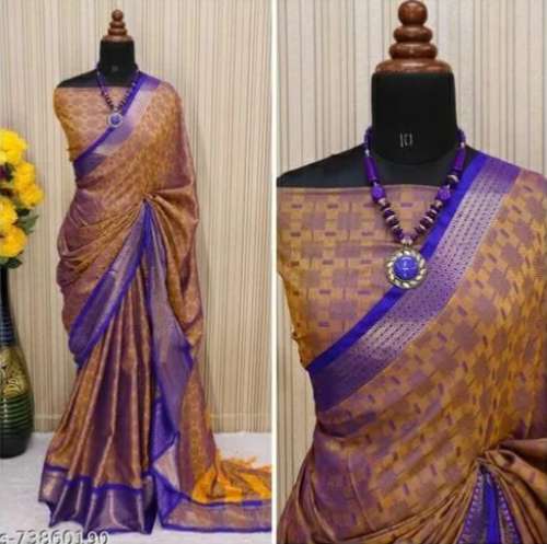 Multi color Aura designer fancy Cotton Silk Sarees with blouse piece by Omkar Tex