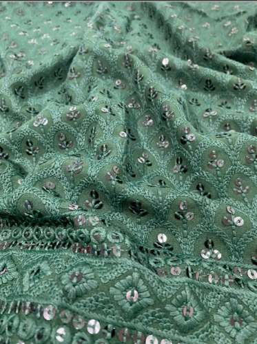 Rayon Chikan Embroidery Fabric
