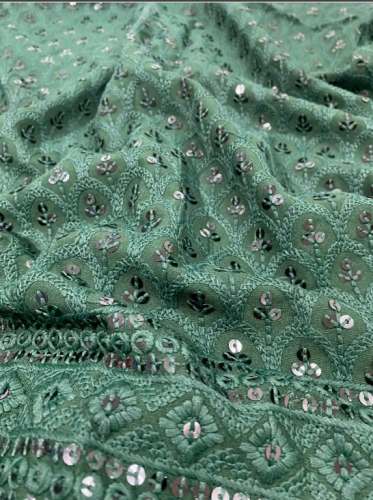 Rayon Chikan Embroidery Fabric by Rajindra Company