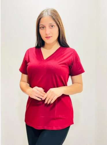 Plain Casual Wear v neck  Ladies T-Shirt  by Ani krriti