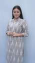 White And Grey Printed Apple Cut Ikat Cotton Kurtis 