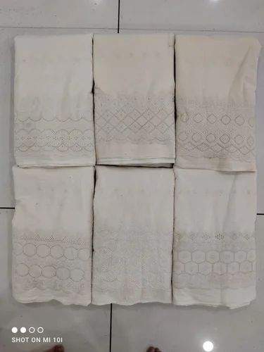Cotton Dyeable Schiffli Chikan Palazzo Fabric