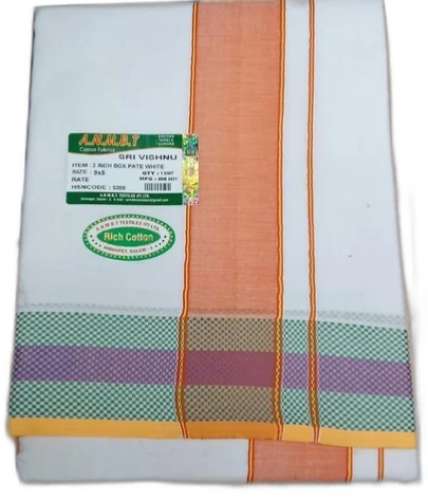 White color Sri Vishnu Cotton  dhoti by Khaneja Traders