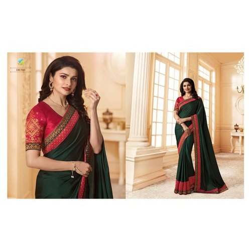Party wear Green Georgette Plain Saree by Archana Collections