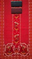 Gujari Red printed Nighty fabric 
