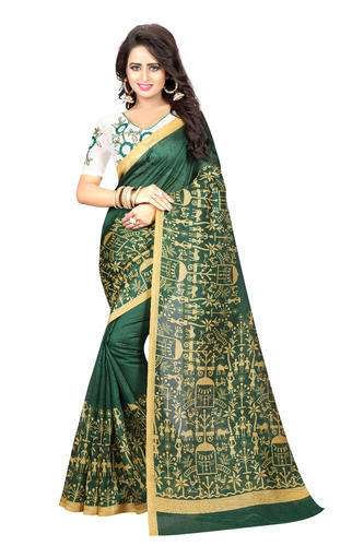 Party wear Green Embroidered Georgette Saree  by AZY Fabrics