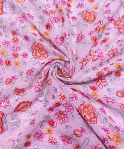 Light Pink Color Georgette Embroidery Fabric
