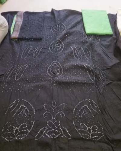 Cotton Handloom Bandhani Dress Material by Shreeji Emporium