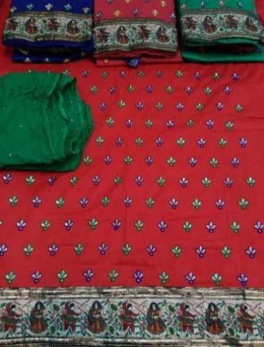 Cotton Kutchi Work Handloom Dress Material by Shreeji Emporium