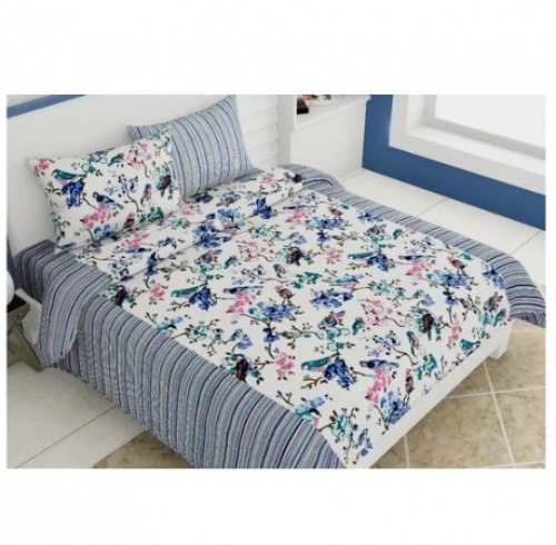 Birds Print Pure Cotton Double Bed Sheet by Jaipur Prime