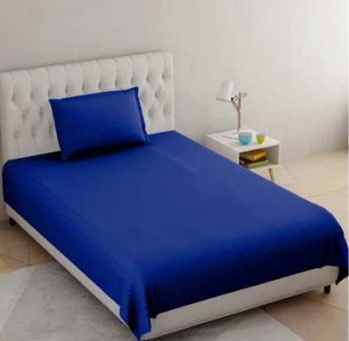 Blue Straight Cotton Satin Bed Sheet
