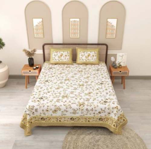 Phulkari Print Cotton Bed Sheet