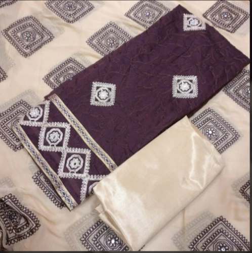 Embroidered Unstitched Suit Material for ladies  by Meet Fashion